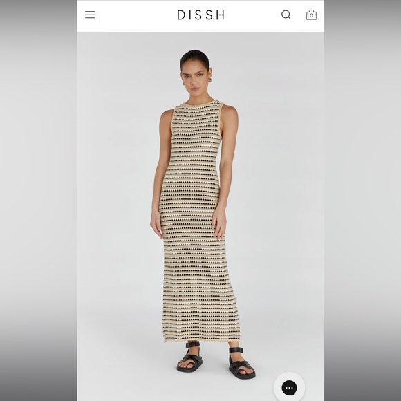 DISSH Dresses & Skirts - Dissh Mimi Striped Crochet Boat Neck Dress